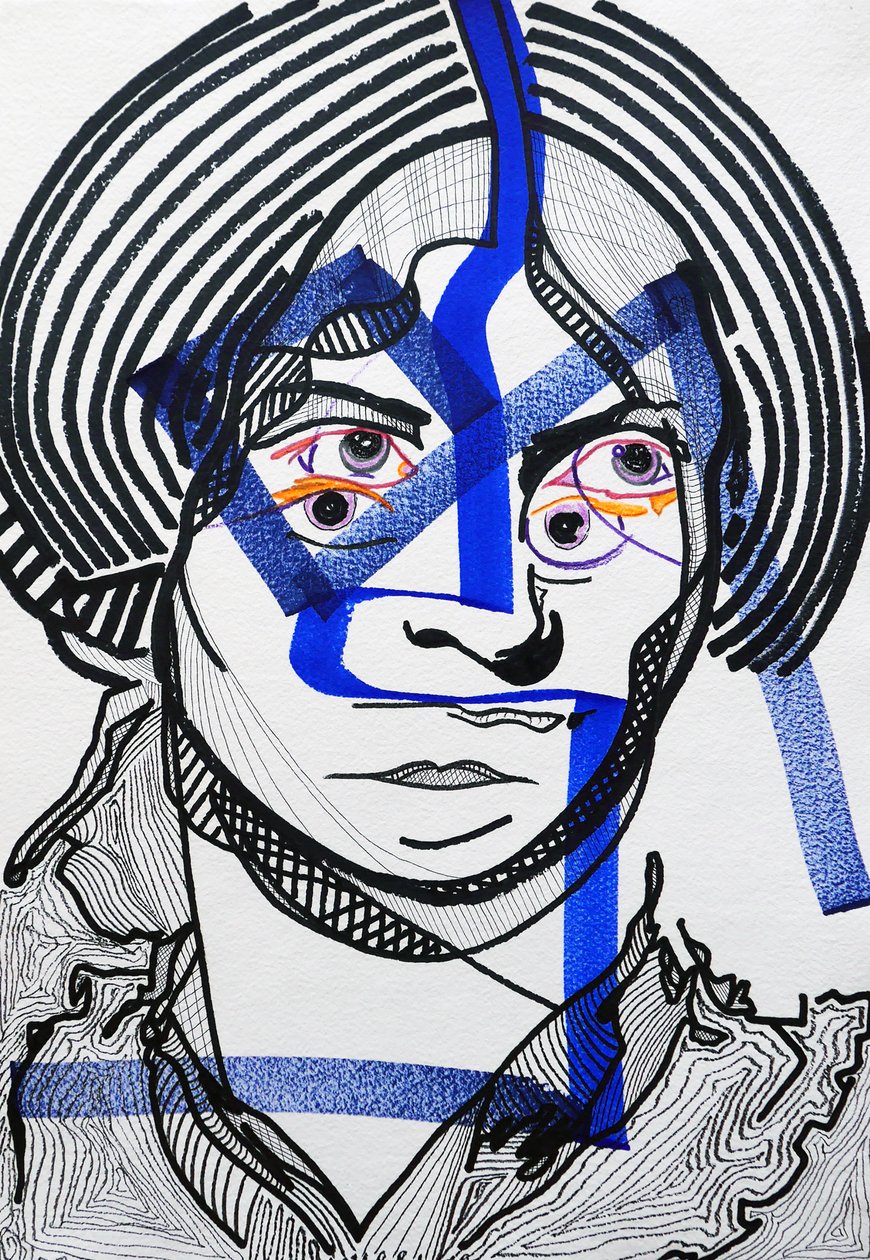 Surportræt : Charlotte Brontë, 2019 (akryl på papir) af Benoit Erwann Boucherot