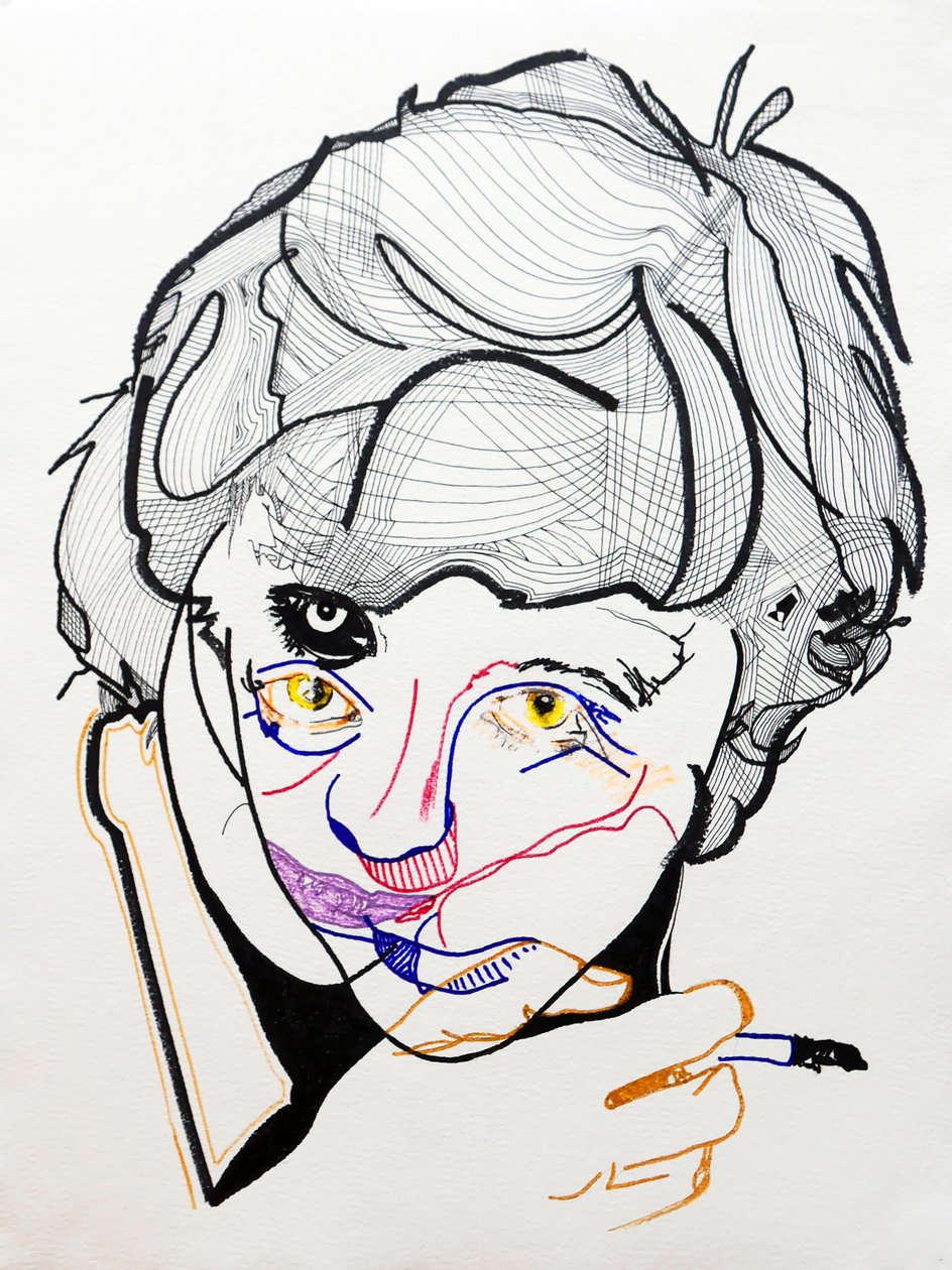 Surportrait : Françoise Sagan 2, 2019 (akryl på papir) af Benoit Erwann Boucherot