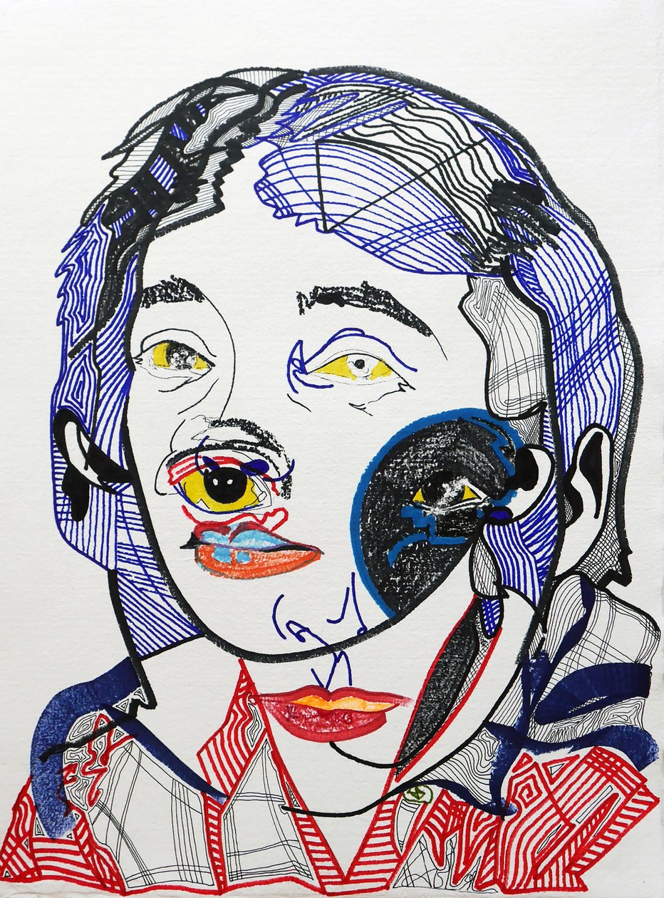 Surportræt : Marguerite Duras 2, 2021 (akryl på papir) af Benoit Erwann Boucherot