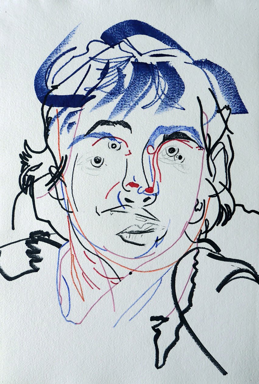 Surportræt : Marguerite Duras 3, 2021 (akryl på papir) af Benoit Erwann Boucherot