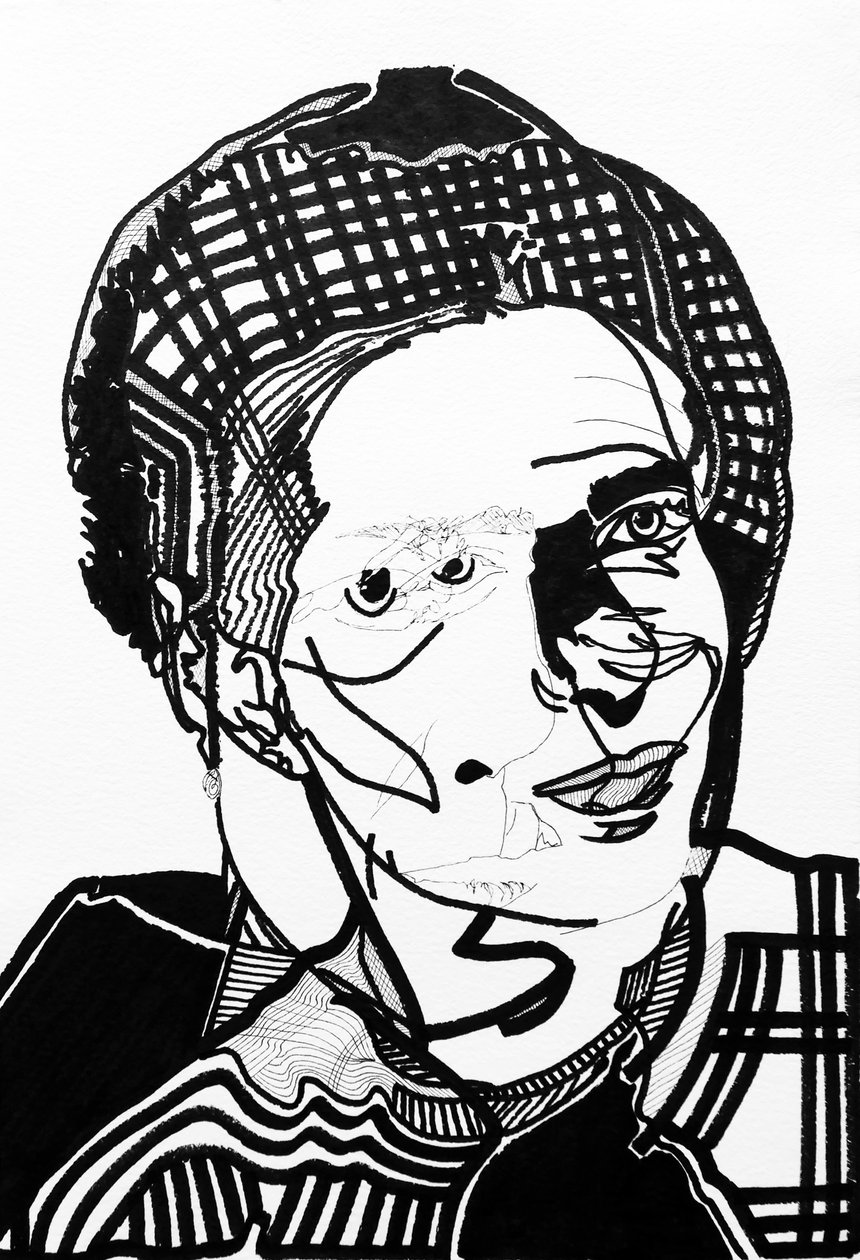 Surportræt: Simone de Beauvoir, 2019 (akryl på papir) af Benoit Erwann Boucherot