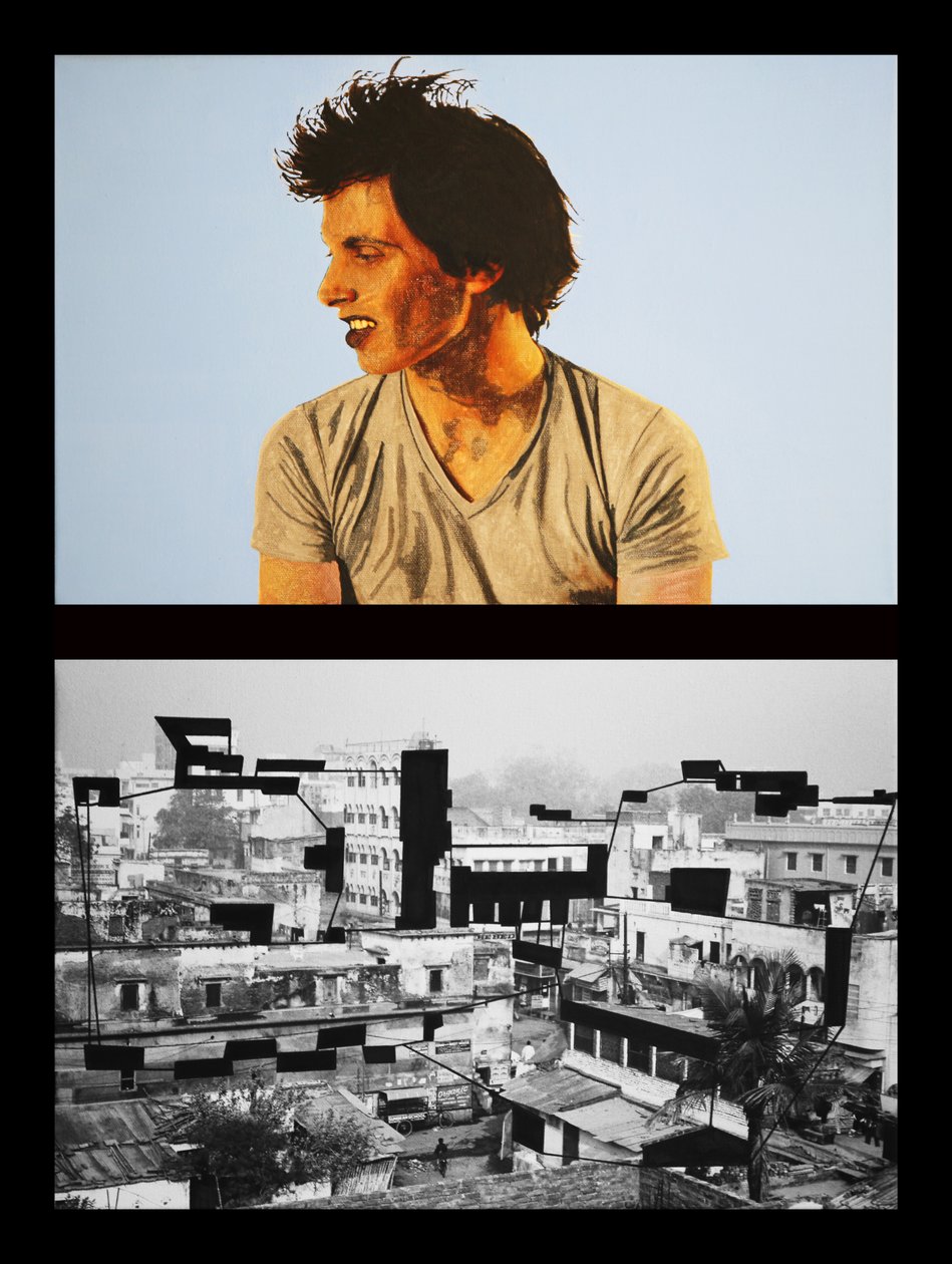 Yohan in Benares, 2005 (olie på 2 sidestillede lærreder) af Benoit Erwann Boucherot