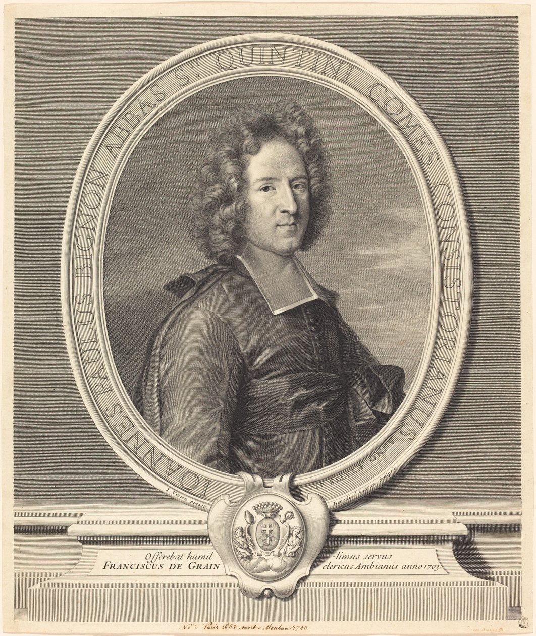 J.P. Bignon af Benoît Audran I after Joseph Vivien