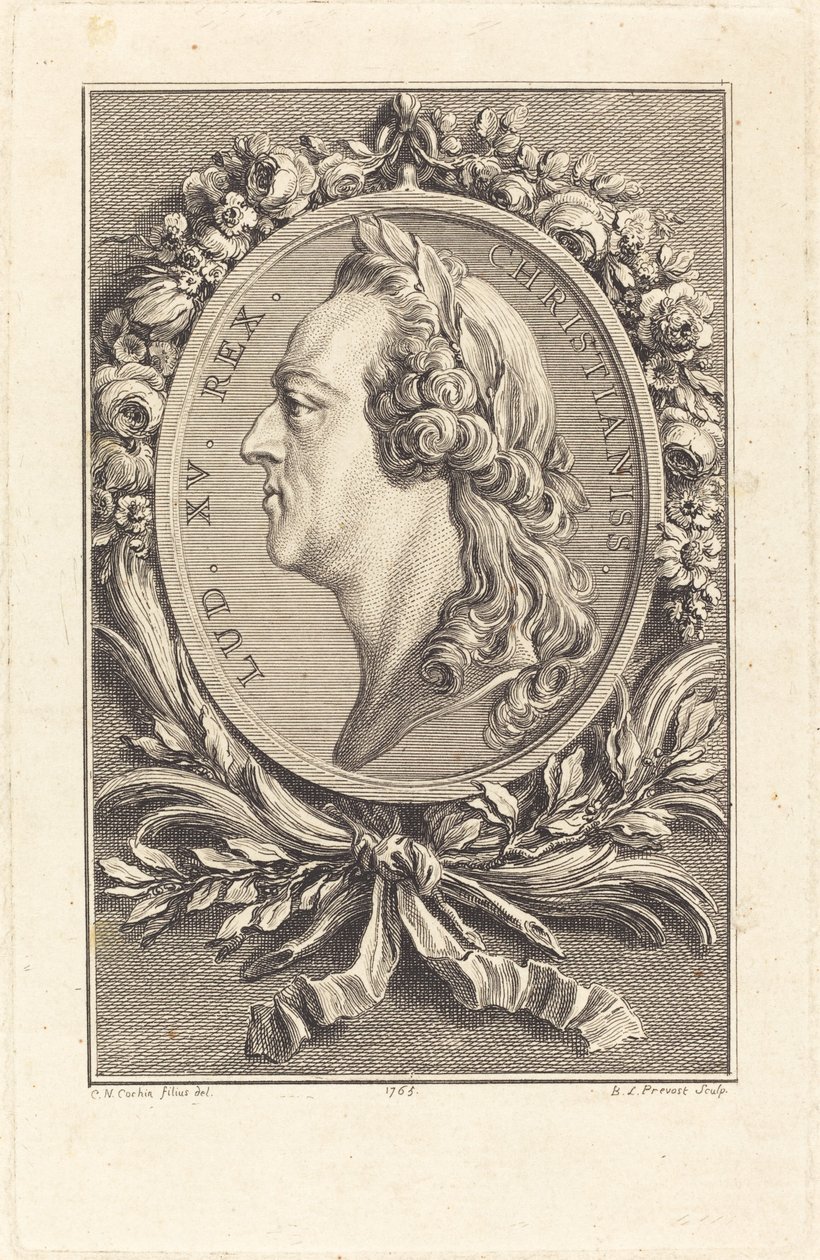 Ludvig XV af Benoît Louis Prévost after Charles Nicolas Cochin II