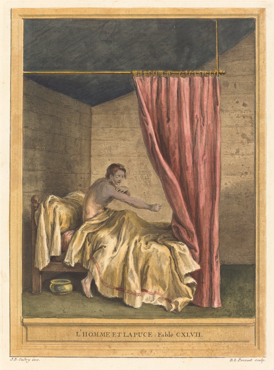 Manden og loppen (Manden med lopper) af Benoît Louis Prévost after Jean Baptiste Oudry
