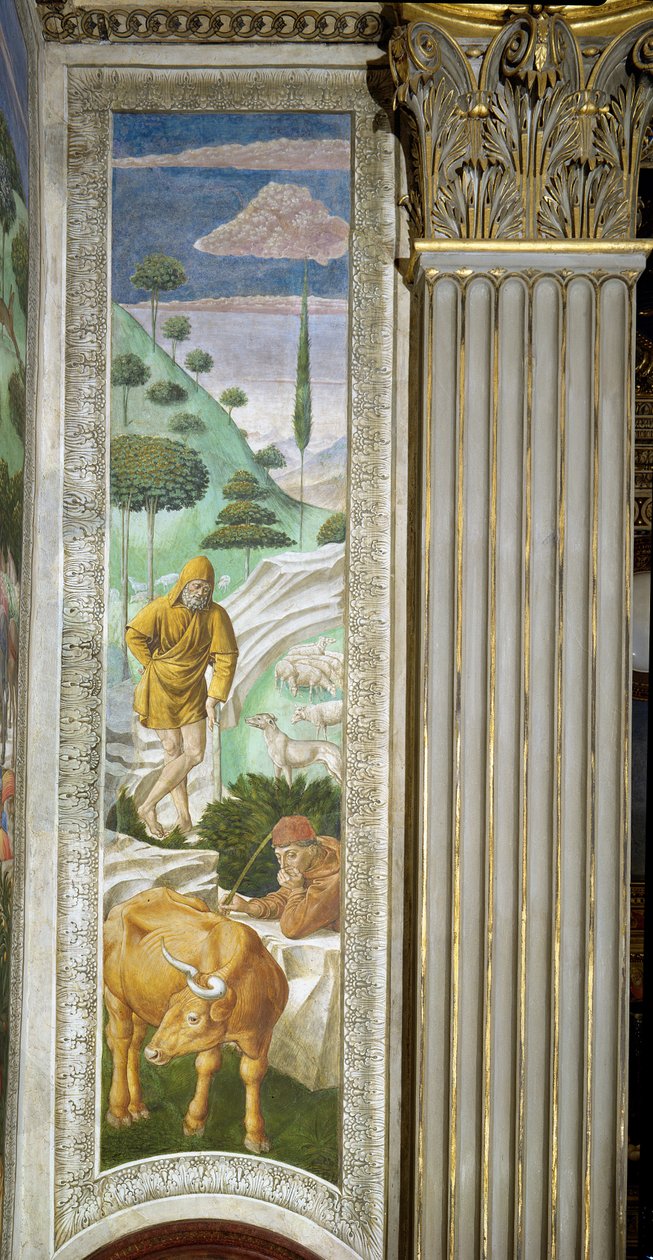 Hyrde og hyrde, panel langs venstre væg af Magi-cyklussen i kapellet, ca. 1460 af Benozzo di Lese di Sandro Gozzoli