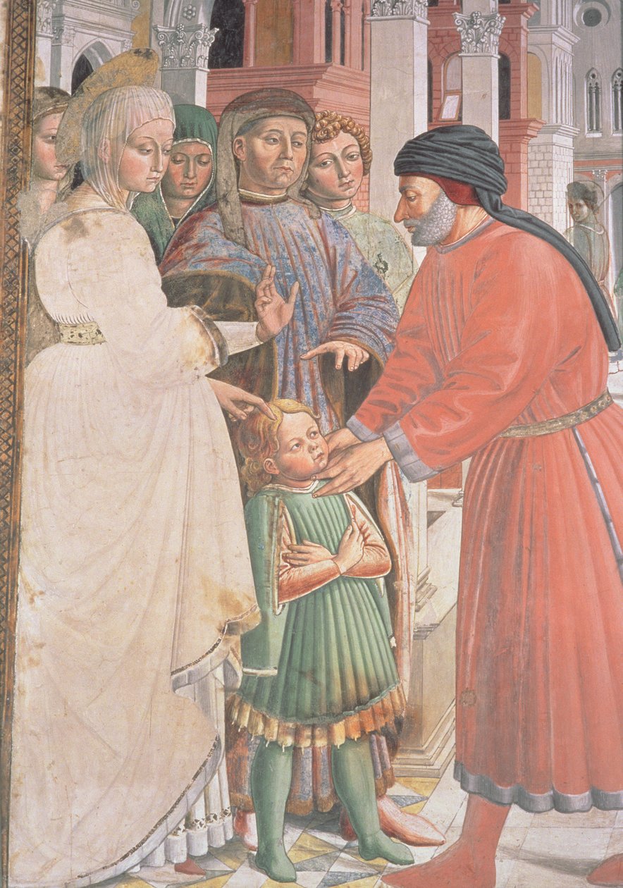 St. Augustine som dreng, fra St. Augustins liv (detaljer) af Benozzo di Lese di Sandro Gozzoli