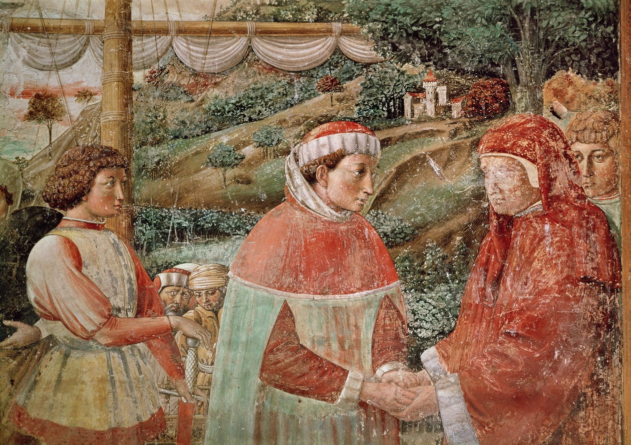St. Augustine forlader sin mor St. Monica og tager af sted til Italien, fra St. Augustins liv, 1463-65 af Benozzo di Lese di Sandro Gozzoli