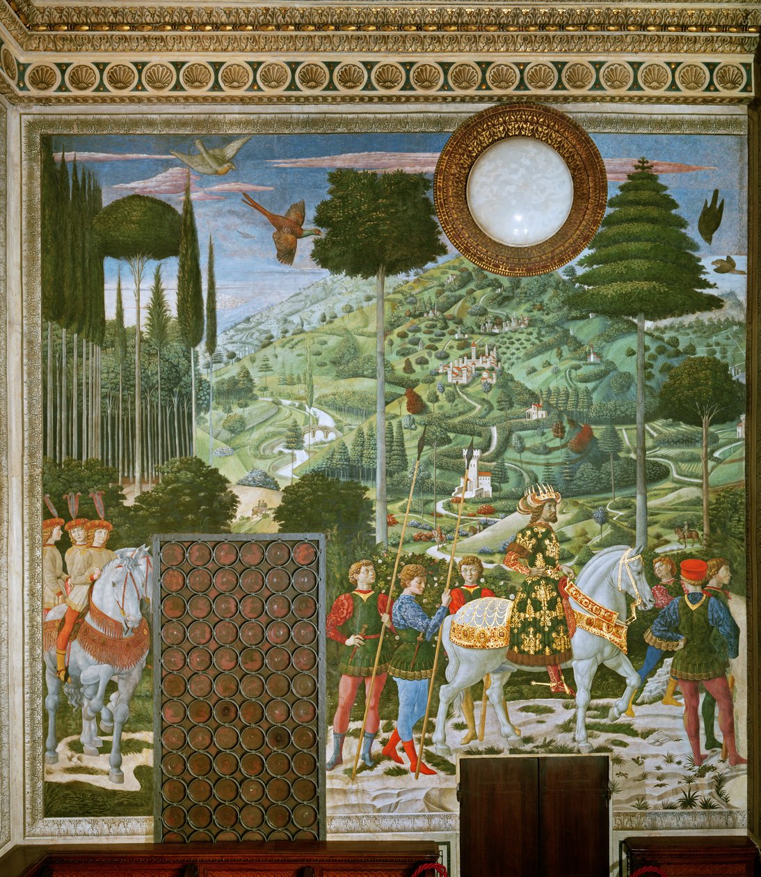 Magiernes rejse til Betlehem, kapellets bagvæg, ca. 1460 af Benozzo di Lese di Sandro Gozzoli