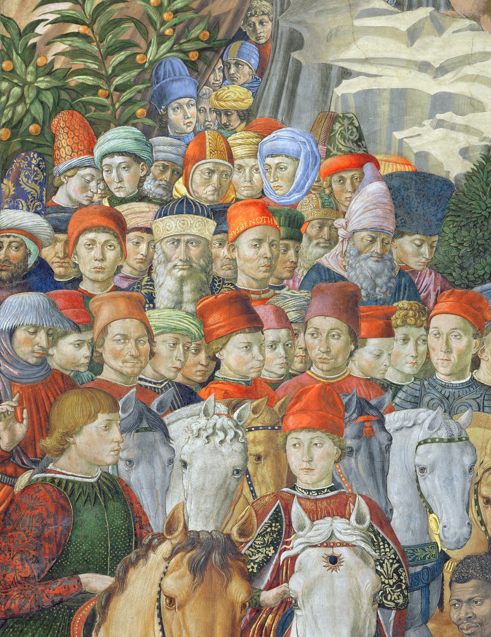 Magiernes procession, detalje af kavalererne, 1459-62 af Benozzo di Lese di Sandro Gozzoli