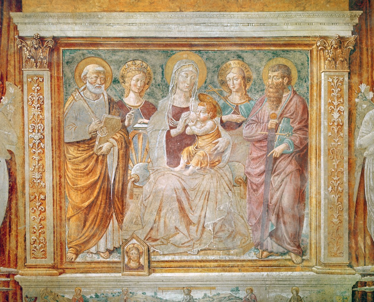 Jomfru og barn omgivet af Saint Michael, Saint Catherine, Saint Marguerite og Saint Paul af Benozzo di Lese di Sandro Gozzoli