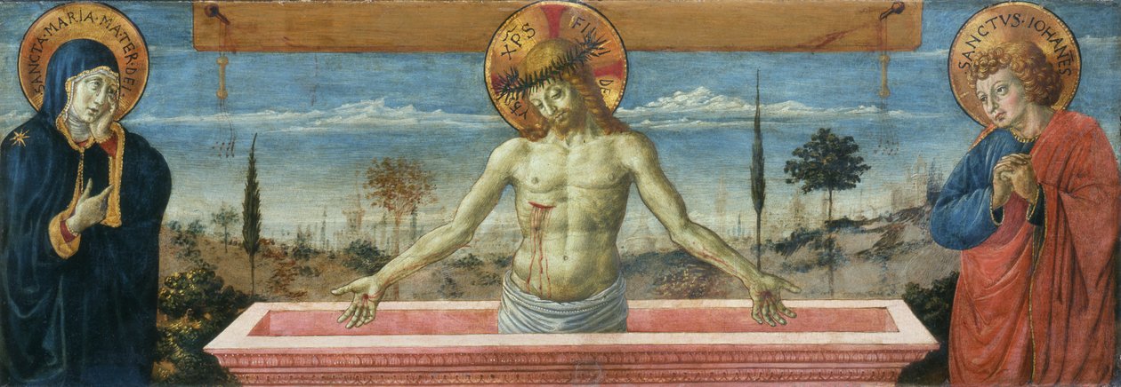 Sorgens mand mellem jomfruen og evangelisten Johannes, 1469-1474. af Benozzo Gozzoli