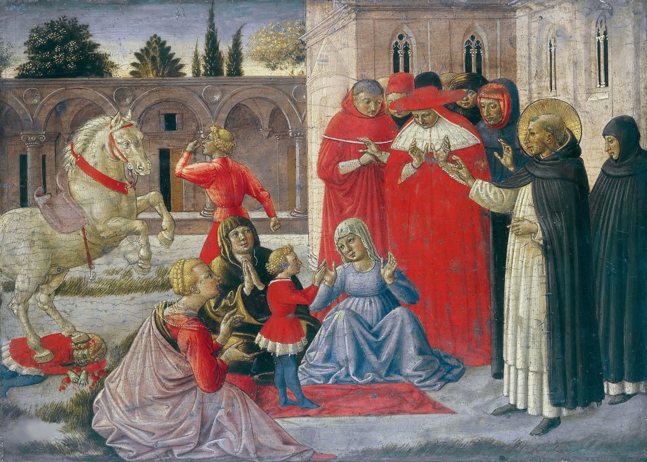 Miracle of Saint Dominic Saint Dominic genopretter Napoleone Orsini til live, ca 1462. af Benozzo Gozzoli