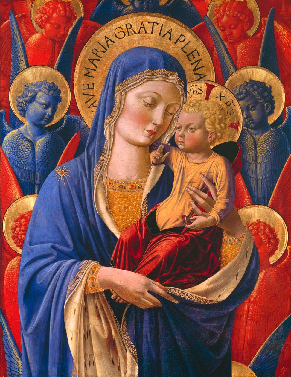 Jomfru og barn med engle af Benozzo Gozzoli