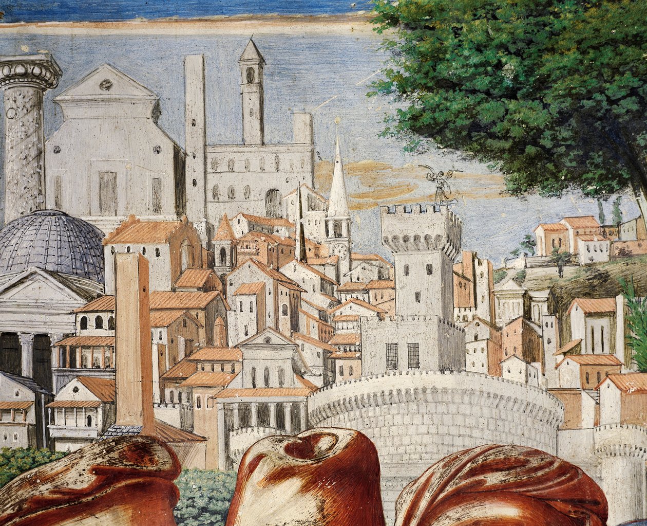 Byens arkitektur i Rom, detaljer fra Stories of St. Augustine af Benozzo di Lese di Sandro Gozzoli