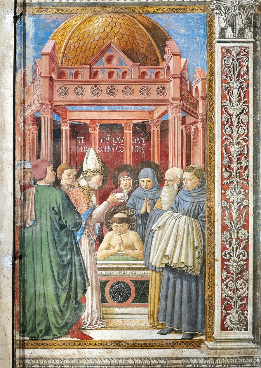 St. Augustins dåb, detalje fra Stories of St. Augustine af Benozzo di Lese di Sandro Gozzoli