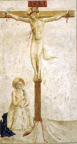 Korsfæstelse med St. Dominic (fresko) af Benozzo di Lese di Sandro Gozzoli