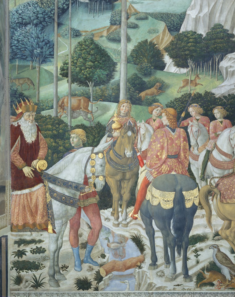 Giuseppe, patriarken af Konstantinopel, som en af de tre konger, detalje fra kongernes rejse-cyklus i kapellet, ca. 1460 (freskomaleri) af Benozzo di Lese di Sandro Gozzoli