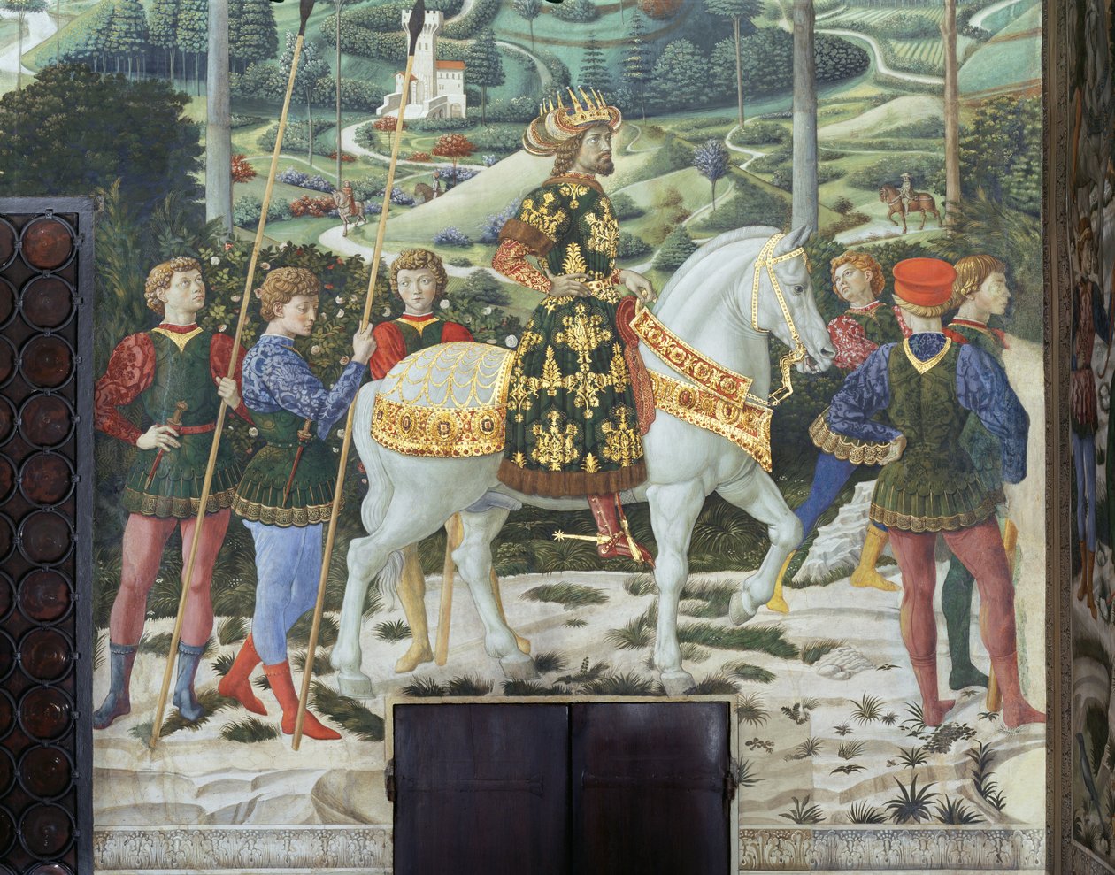 Johannes VII Palæologus (1391-1448), østromersk kejser, som Balthasar, en af de tre konger, detalje fra kongernes rejse-cyklus i kapellet, ca. 1460 (freskomaleri) af Benozzo di Lese di Sandro Gozzoli