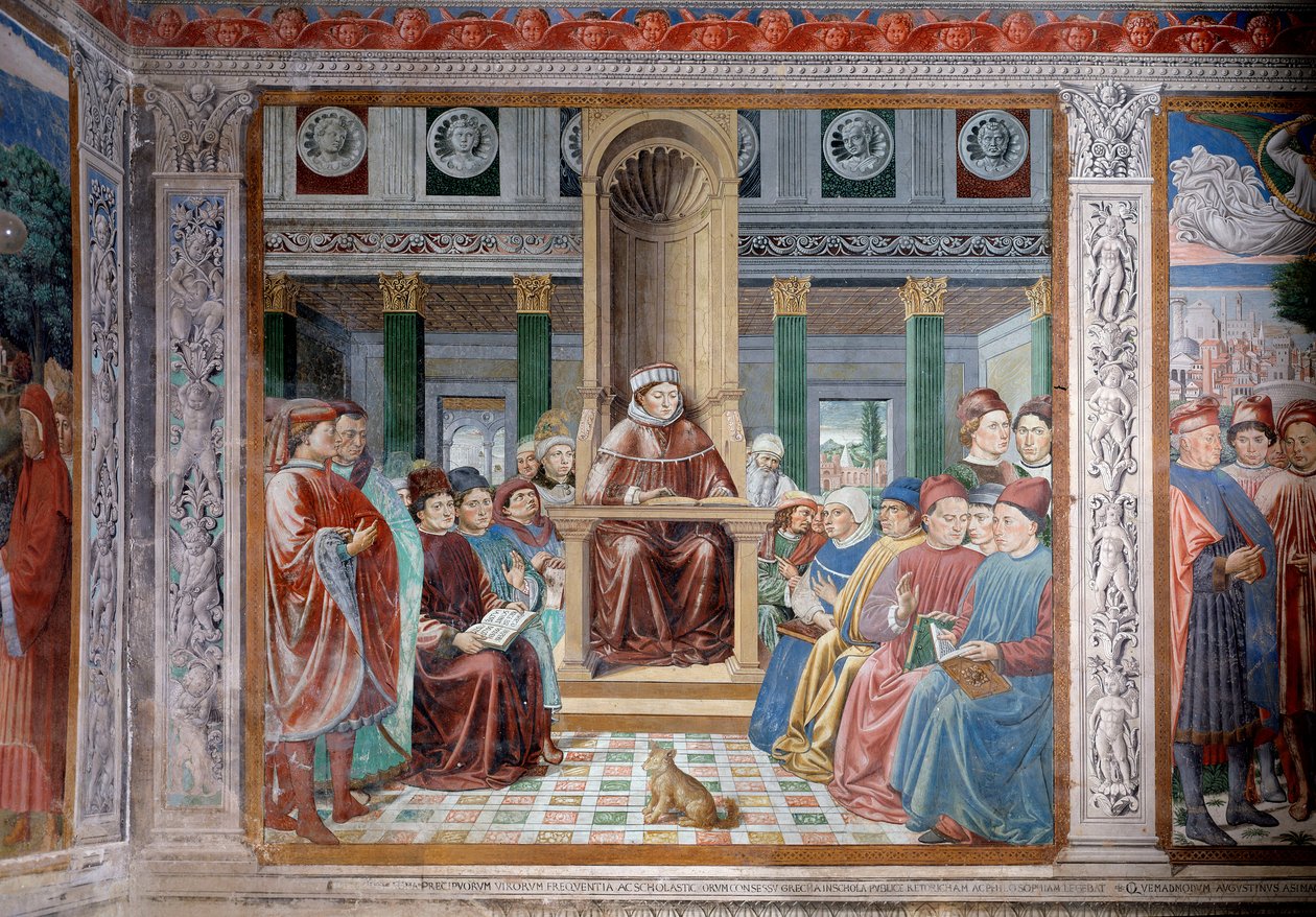 Sankt Augustins liv: Sankt Augustins undervisning i Rom (Fresco af Benozzo di Lese di Sandro Gozzoli