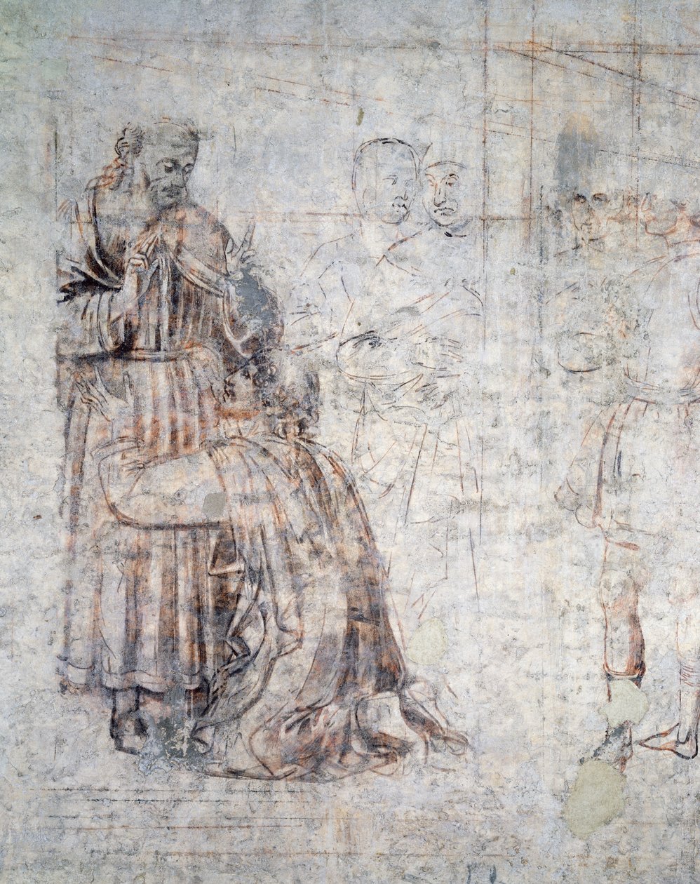 Ægteskab mellem Isaac og Rebecca, detalje af sinopia (undermaling) af Benozzo di Lese di Sandro Gozzoli