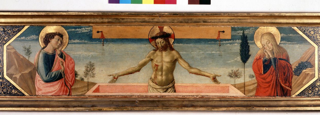 Predelle med Kristus i fromhed og hellige. Maleri af Gozzoli Benozzo (1420 - 1497) (detaljer) af Benozzo di Lese di Sandro Gozzoli