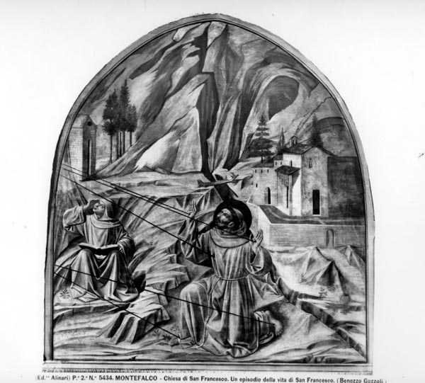 St. Francis modtager Stigmata (fresco) (s/h foto) af Benozzo di Lese di Sandro Gozzoli