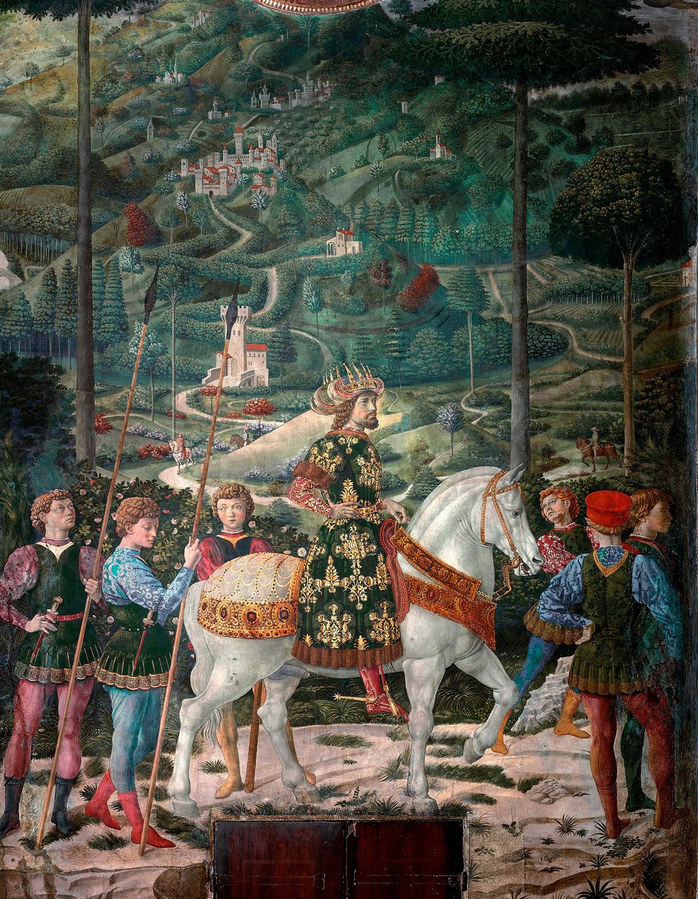 Den byzantinske kejser "The Journey of the Magi". Cortege of the Magi of Jerusalem i Bethlehem kaldes på italiensk "Viaggio dei Magi" eller "Cavalcata dei Magi" detalje, der repræsenterer den byzantinske kejser John VIII Palaeologue (1392-1448). Detalje. F af Benozzo di Lese di Sandro Gozzoli