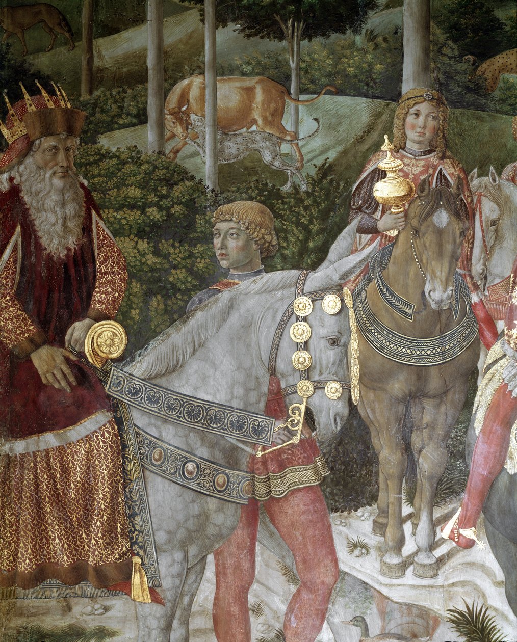 Magiernes rejse. Detalje, der repræsenterer Joseph Patriarch af Konstantinopel mellem 1261 og 1276 - Fresco af Benozzo di Lese di Sandro Gozzoli