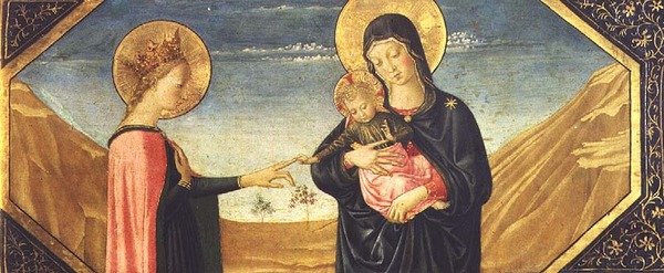 The Mystic Marriage of St. Catherine (panel) (detalje af 78957) af Benozzo di Lese di Sandro Gozzoli