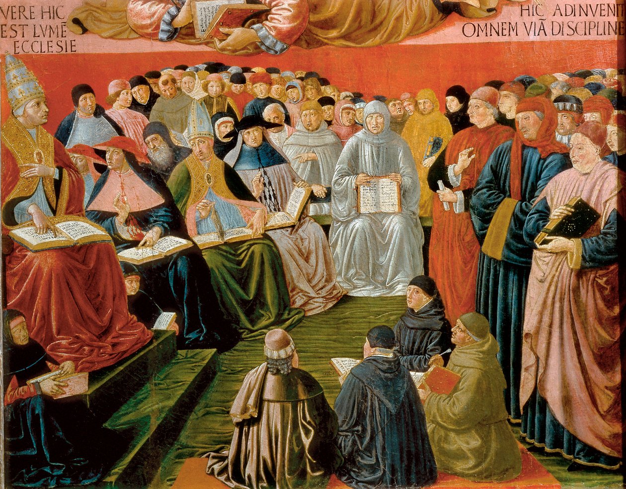 detalje fra Triumph of St Thomas Aquinas af Benozzo di Lese di Sandro Gozzoli