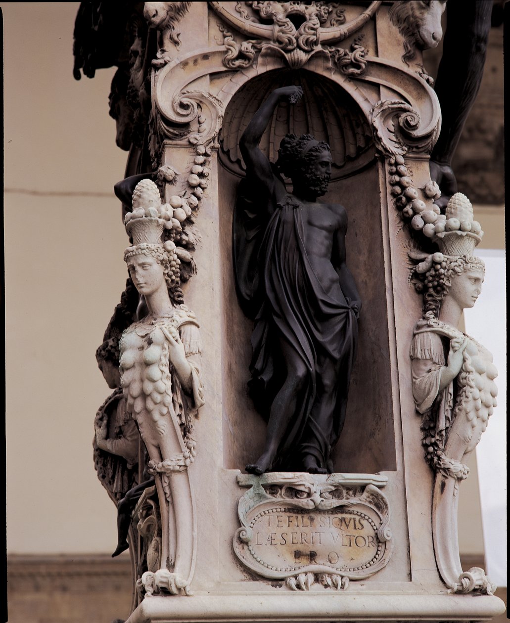 Detalje af Jupiter, fra bunden af en skulptur af Perseus med hovedet af Medusa, 1545-55 bronze af Benvenuto Cellini