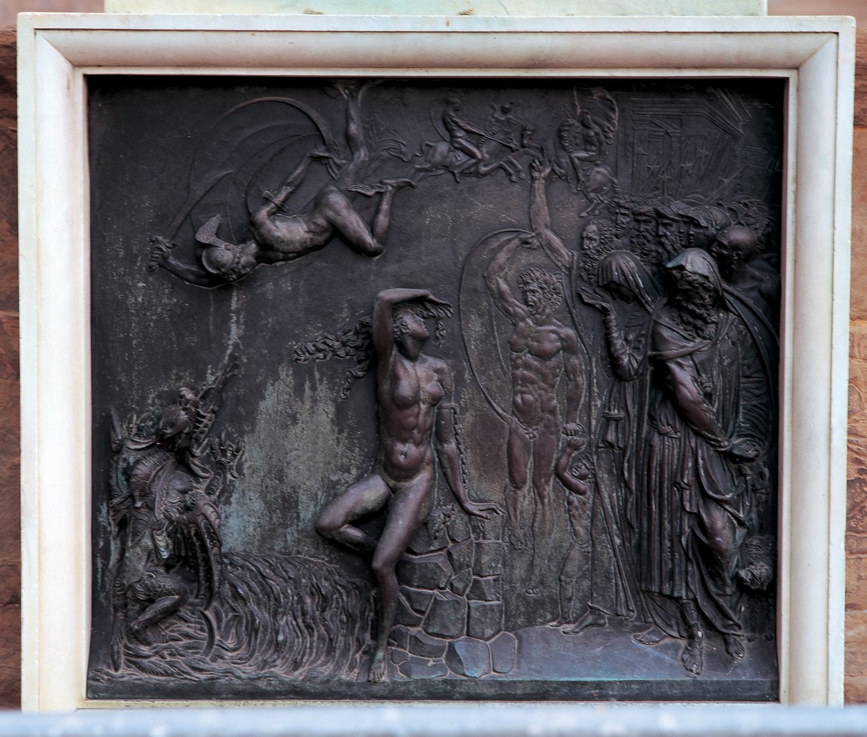 Plakat, der forestiller Perseus, der redder Andromeda, 1545-55 (bronze) af Benvenuto Cellini