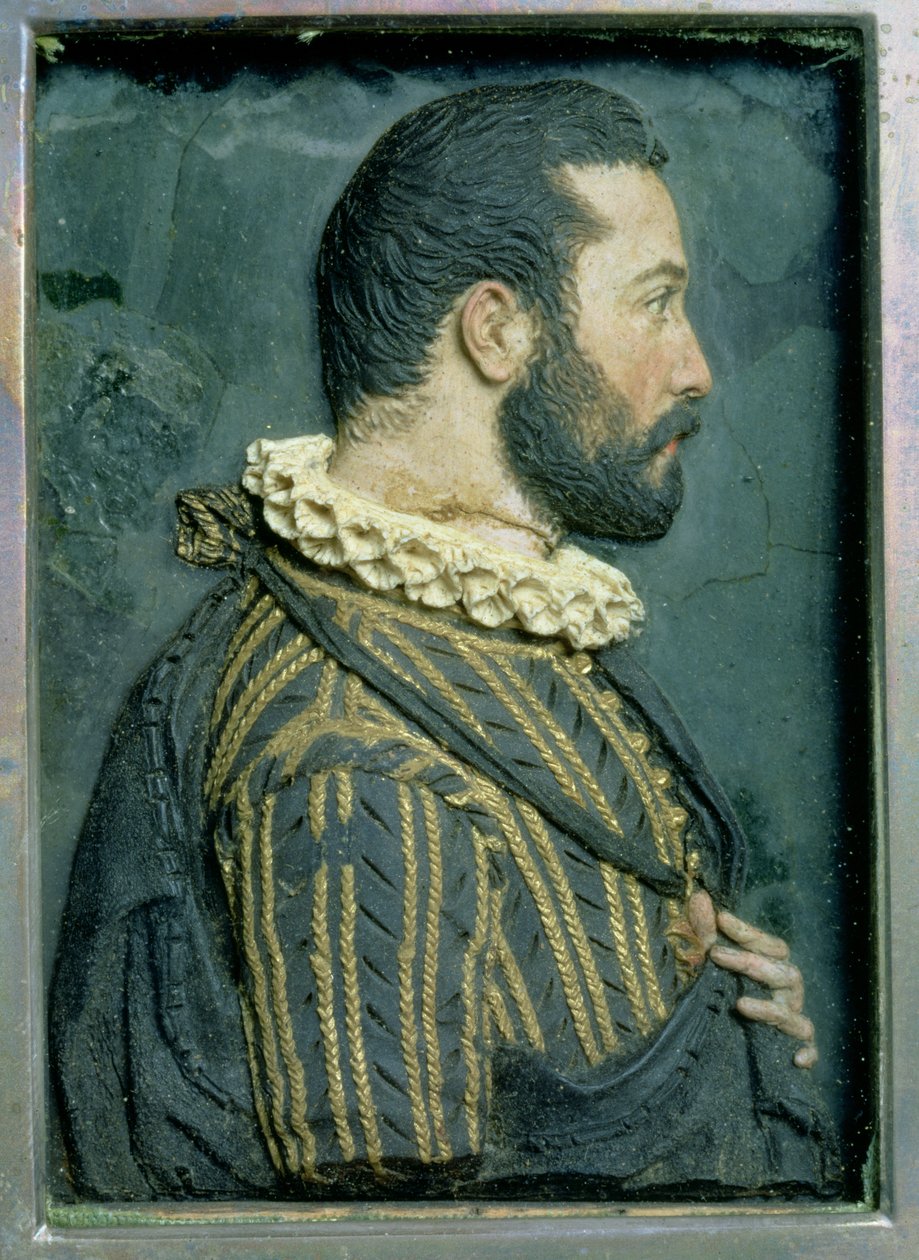 Portrætrelief af Frans I, konge af Frankrig (1494-1547) (voks) af Benvenuto Cellini