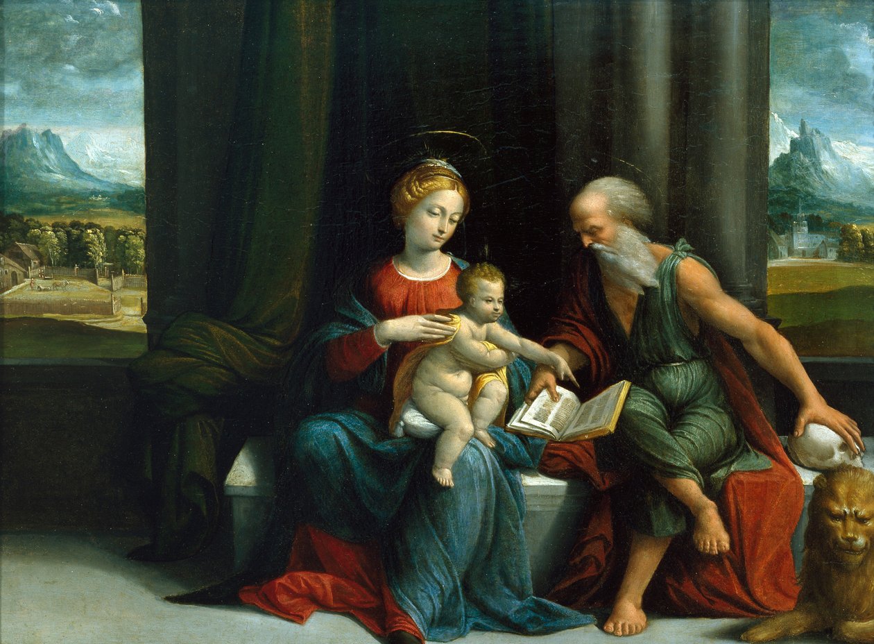 Madonna og Child og St. Jerome af Benvenuto Tisi da Garofalo