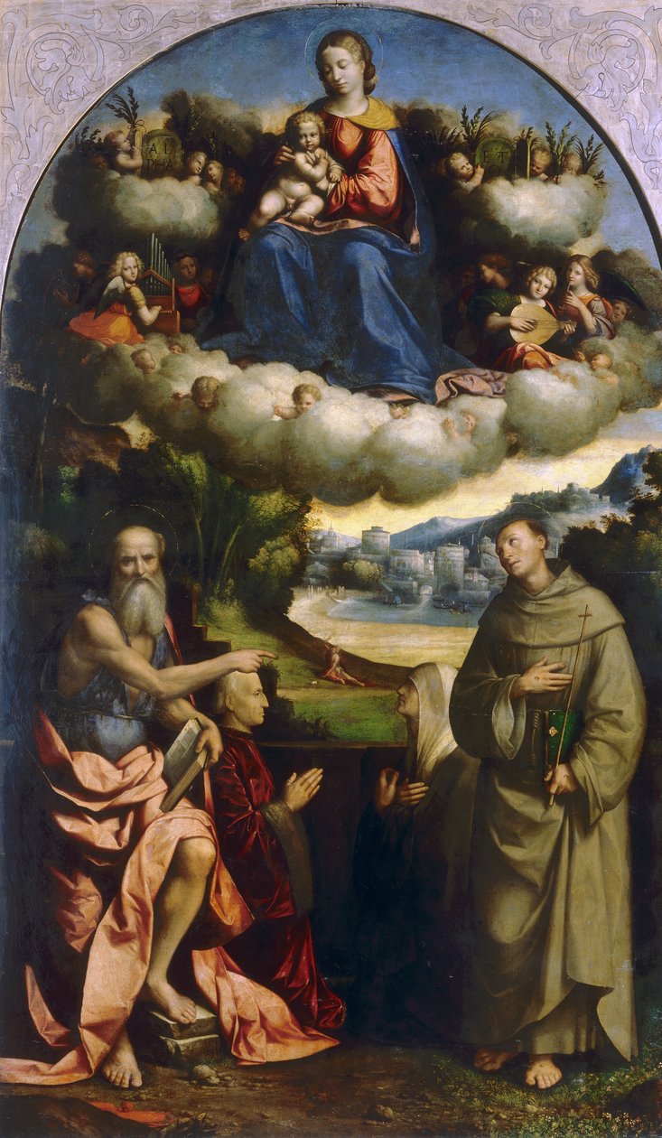 Skjernes Madonna med helgener, af Garofalo, i Pinacoteca Nazionale i Ferrara af Benvenuto Tisi da Garofalo