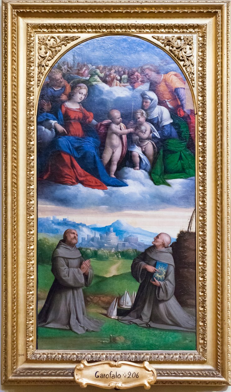 Hellige familie og helgener af Benvenuto Tisi da Garofalo