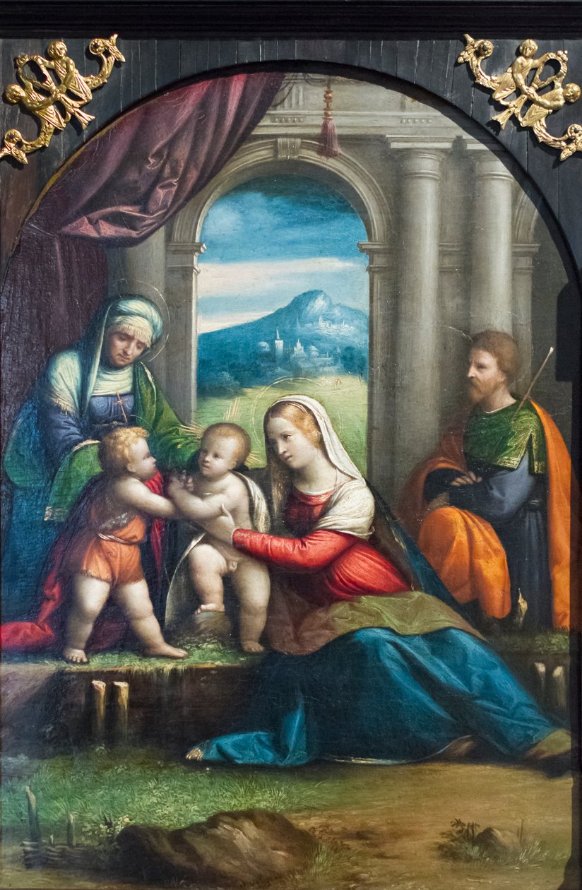 Hellig familie med St John og St Elisabeth af Benvenuto Tisi da Garofalo