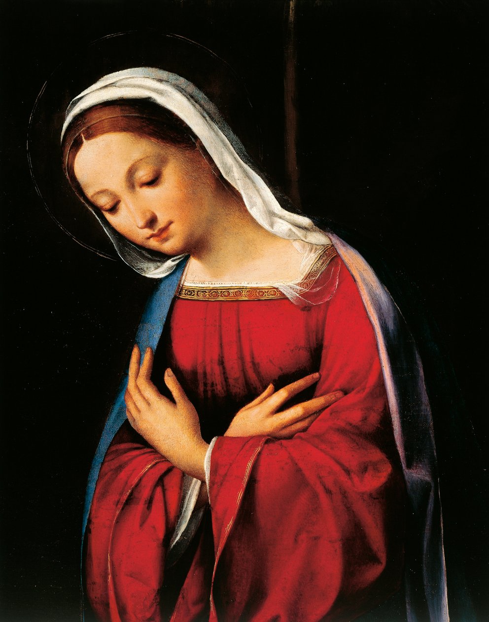 Madonna, detalje fra Nativity af Garofalo (1481-1559) af Benvenuto Tisi da Garofalo