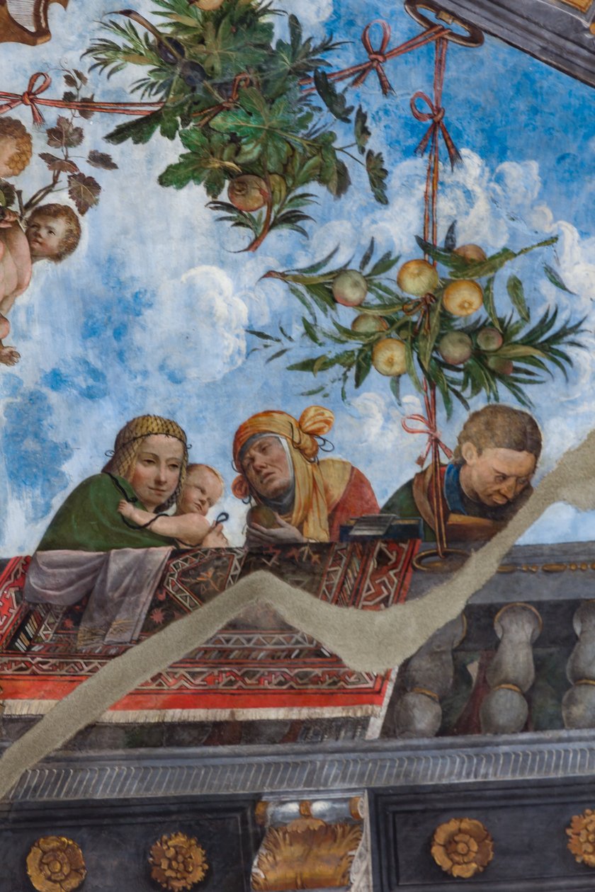 Kvinde og barn, detalje, hvælving af Hall of the Treasure (fresco) (detalje af 3707463) af Benvenuto Tisi da Garofalo