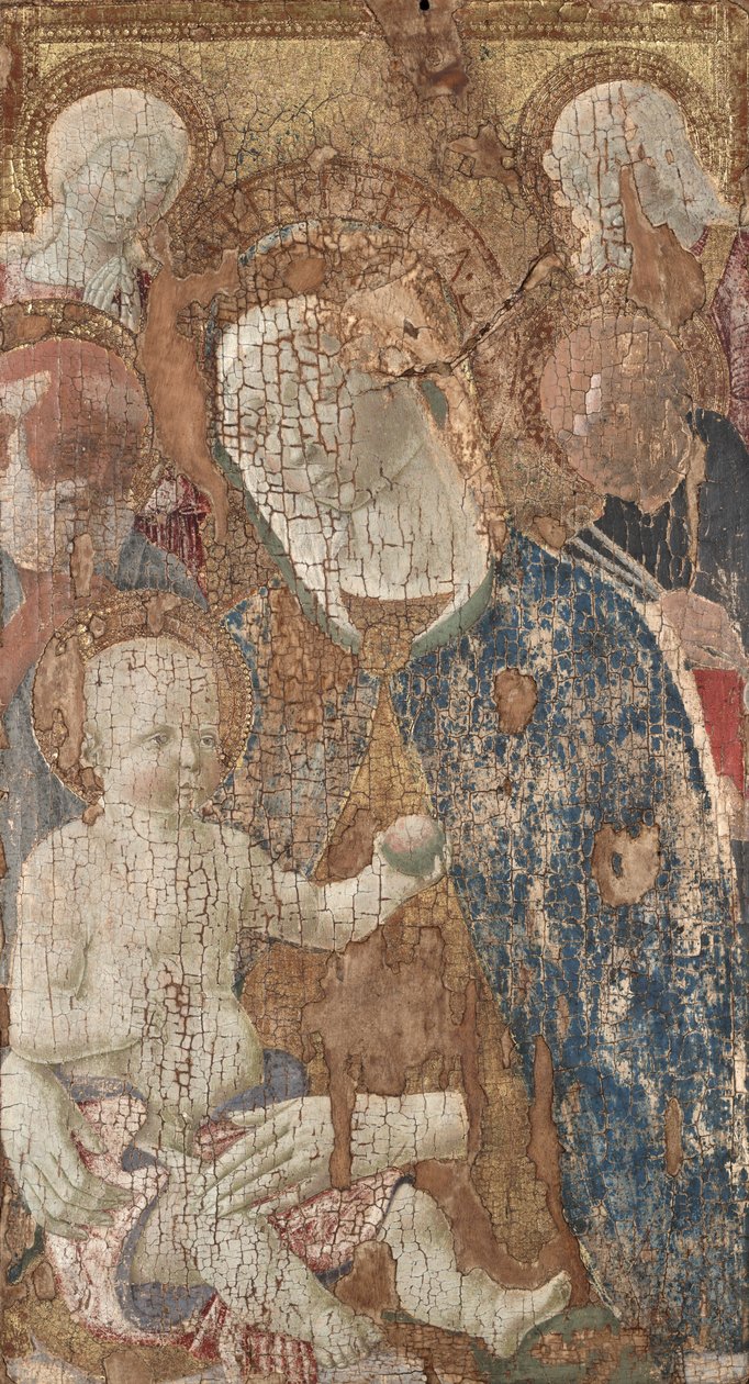 Jomfru og barn med de hellige Hieronymus og Peter(?) og engle af Benvenuto di Giovanni