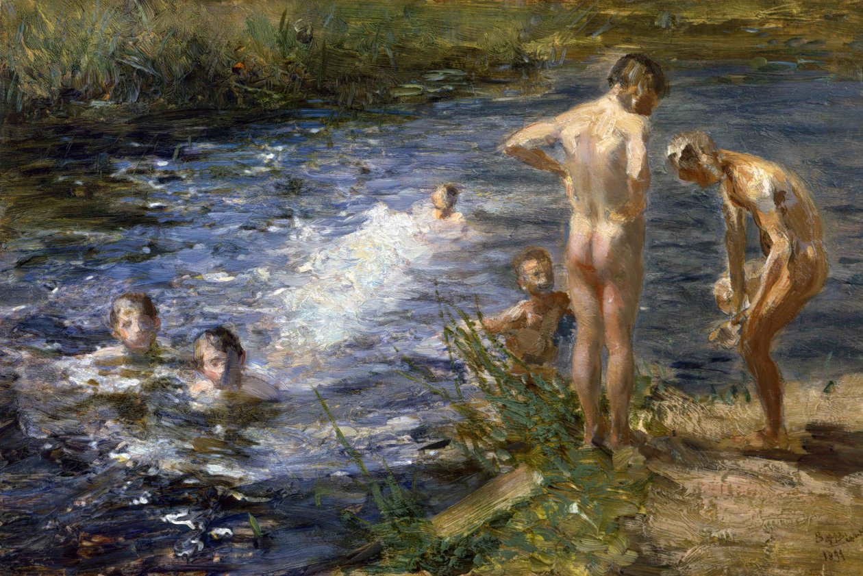 Drenge ved floden, 1899. af Beppe Ciardi