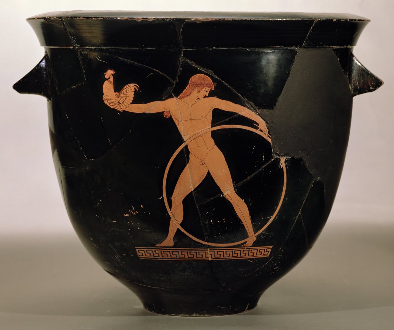 Attisk klokkekrater med rød figur forestiller Ganymedes, græsk, ca. 500-480 f.Kr. (keramik) af Berlin Painter