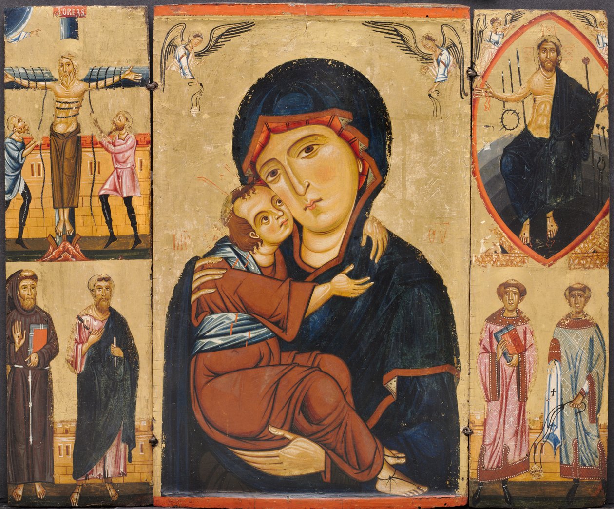 Jomfru og barn med hellige, ca. 1230