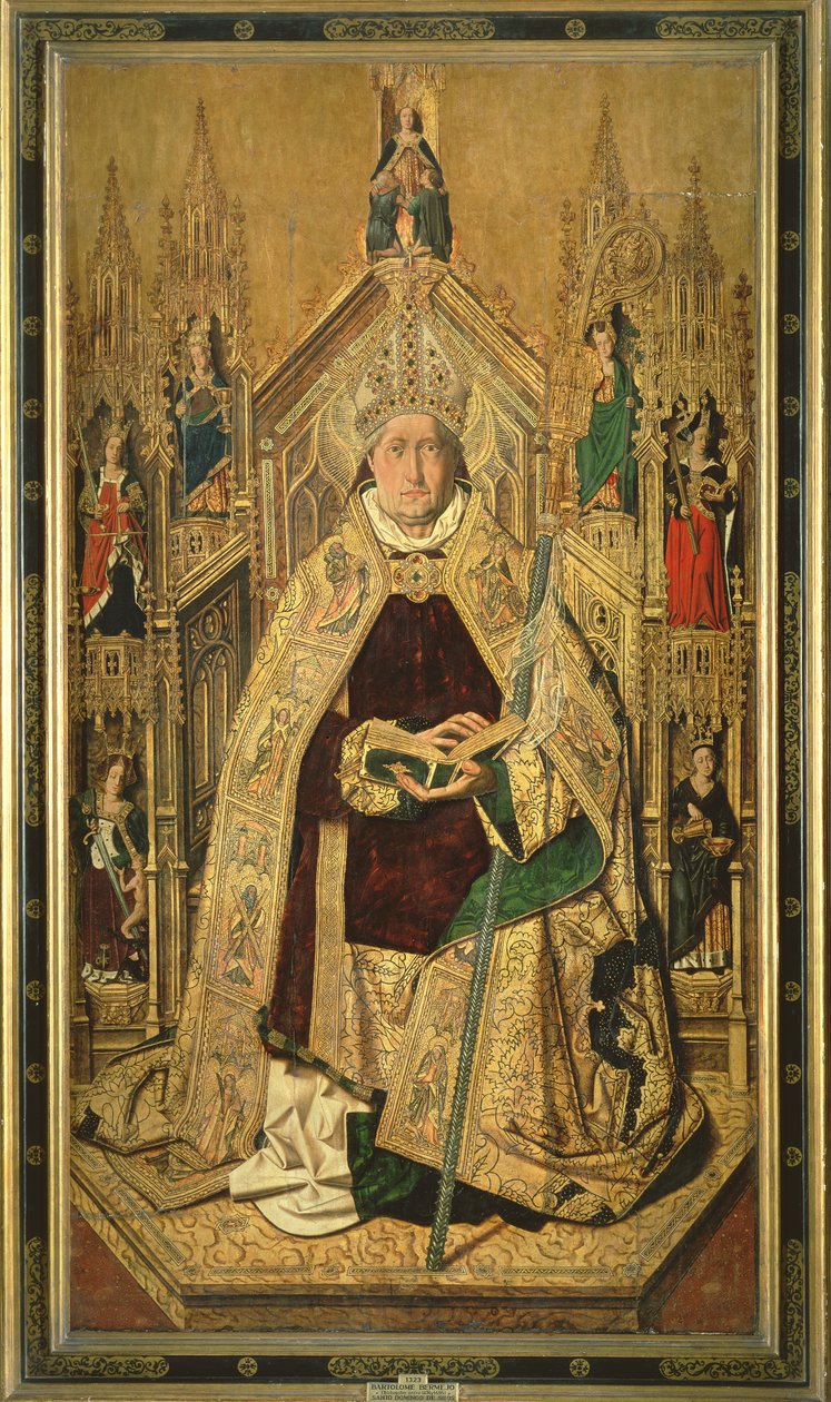St. Dominic tronede som abbed af Silos, 1474 af Bartolomé Bermejo
