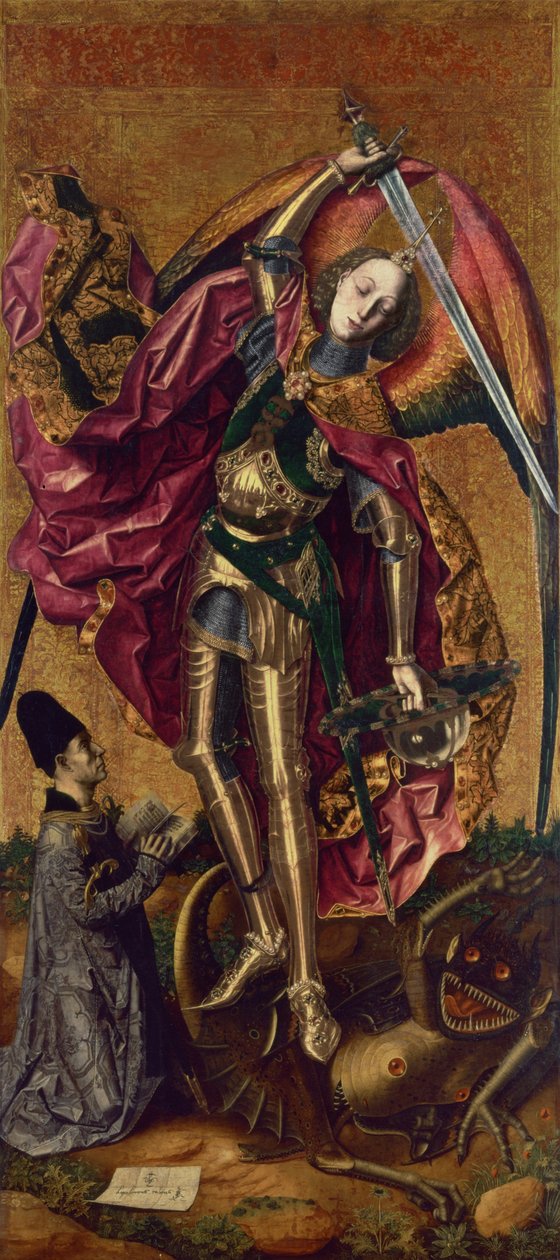 St. Michael og dragen af Bartolomé Bermejo