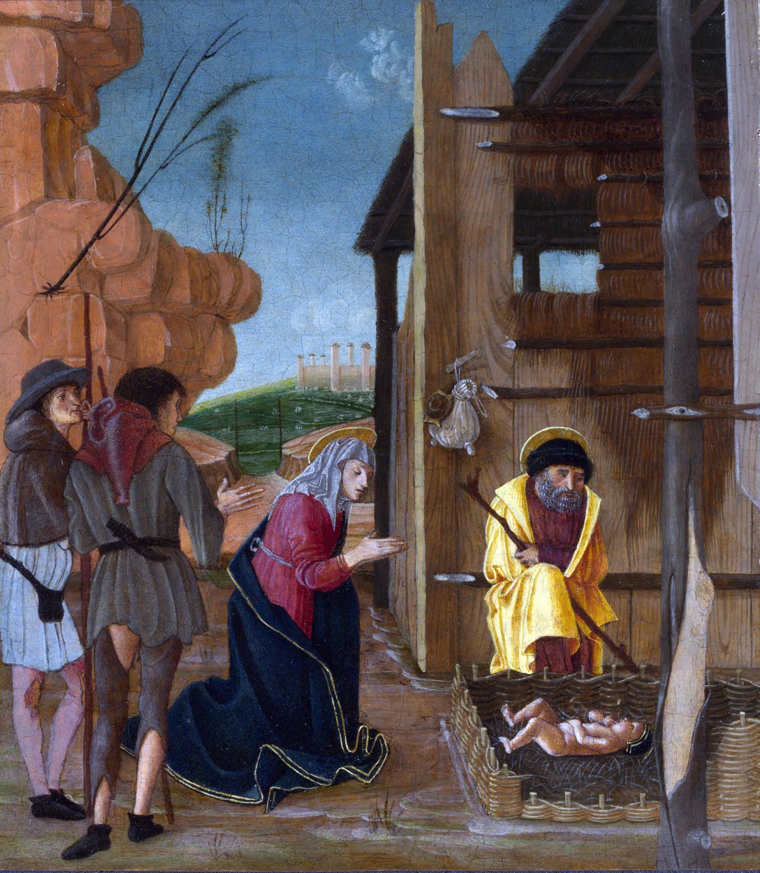 Butinone, Bernardino (aktiv 1450-1510) The Adoration of the Shepherds Tempera på panel ca 1485 National Gallery, London 24,8x21,6 af Bernadino Jacobi Butinone