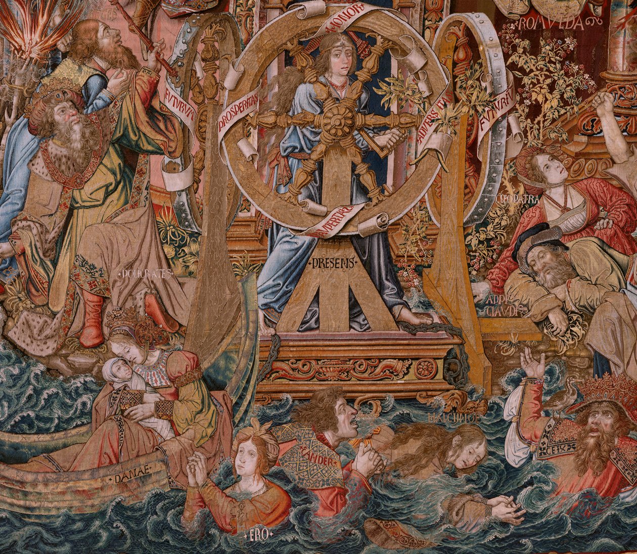Flamsk tapestry. Serie hædersbevisningen. Fortune, The Way to the Honours (La Fortuna, Camino de los hæder). Femte tapestry i serien. Model tegneserieskabere fra cirklen af Bernard Van Orley og Jan Gossaert de Mabuse. Fremstilling af Pieter Van Aelst, Brus af Bernaert van (circle of) Orley