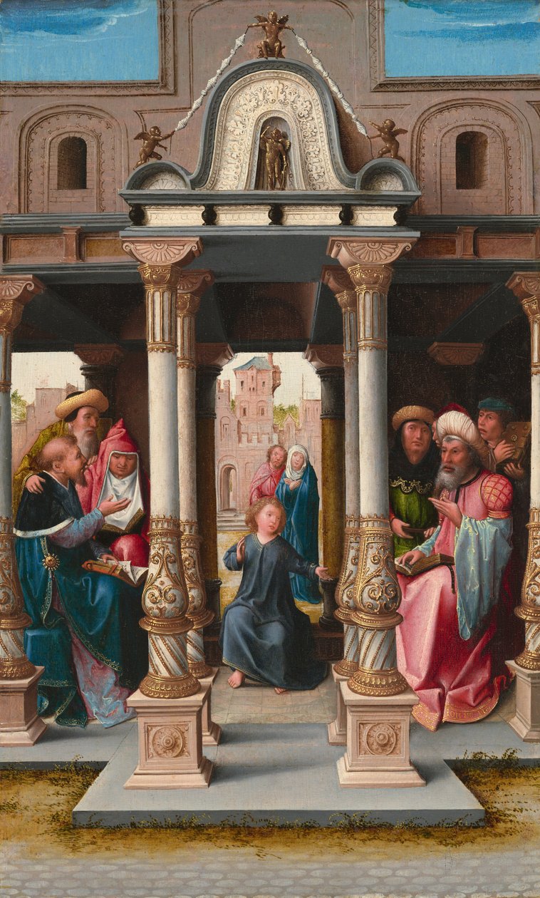 Kristus blandt lægerne [forside], ca. 1513. af Bernaert van Orley