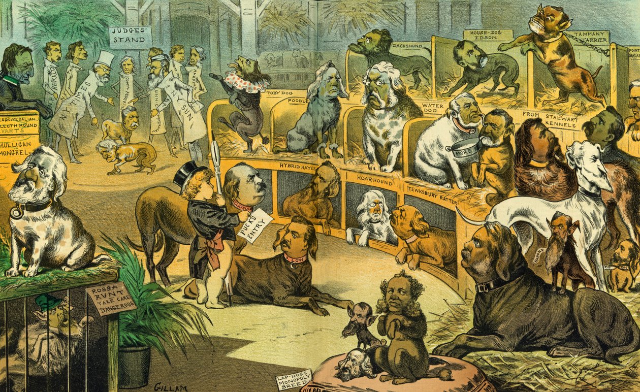 Vores nationale hundeudstilling, 1883 af Bernard Gillam